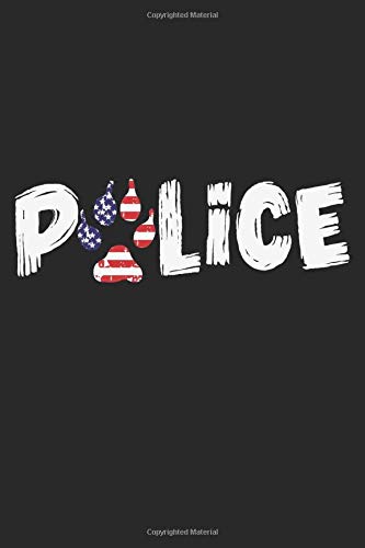 Police: A5 Notizbuch, 120 Seiten punktiert, Polizeihund Hundestaffel Polizist Pfote USA Flagge