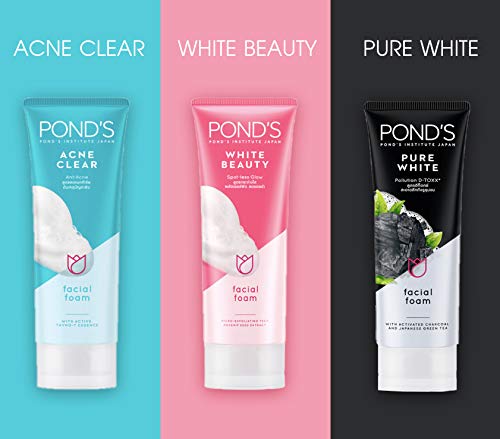 POND's - Acné- Limpiador facial de espuma exfoliante 100g. Cuidado de la piel del rostro contra grasa y acné