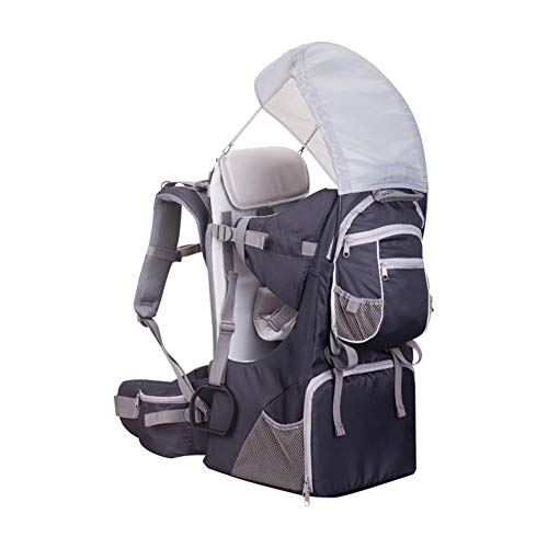 Portadora De Nuevo Bebé Mochila con Bloqueador Solar, El Cinturón Mochila Y Almacenaje De Los Niños Compartimentos Kraxe para IR De Excursión con El Bebé Y Niño De hasta 18 Kg,Gris