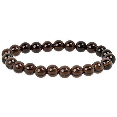 PowerBead Unisex Hombre Mujer  keine  gema Cabochonschliff   marrón cuarzo ahumado