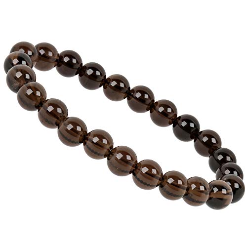 PowerBead Unisex Hombre Mujer  keine  gema Cabochonschliff   marrón cuarzo ahumado