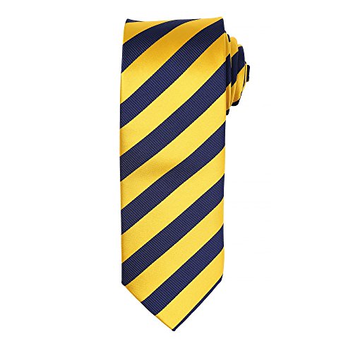 Premier - Corbata formal a rayas para hombre (Paquete de 2) (Talla Única) (Oro/marino)