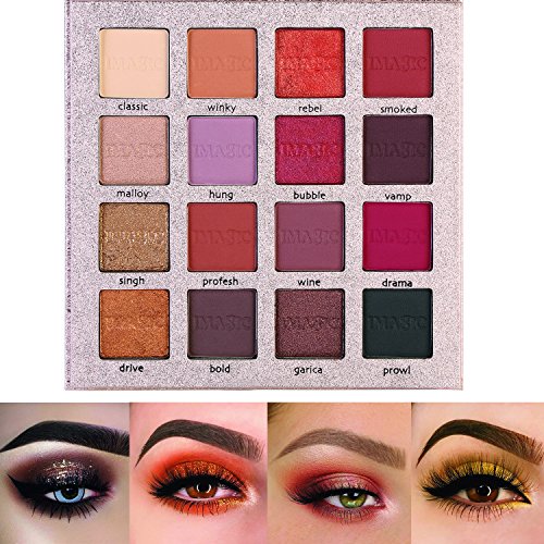 Pretty Comy 16 colores sombra de ojos mate Shimmer impermeable durable paleta de sombra de ojos paleta de regalos de cumpleaños