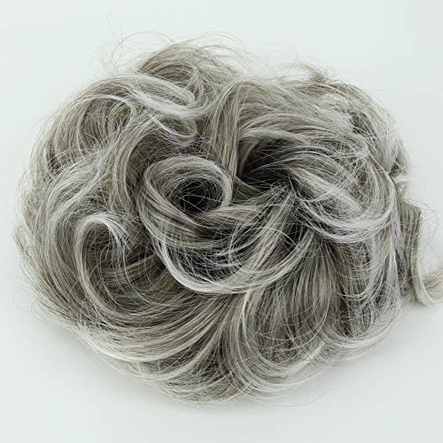 PRETTYSHOP Postizo Coletero Peinado alto, VOLUMINOSO, rizado, Moño descuidado mezcla gris # 18T white G19E