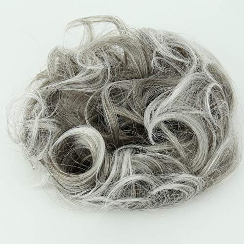 PRETTYSHOP Postizo Coletero Peinado alto, VOLUMINOSO, rizado, Moño descuidado mezcla gris # 18T white G19E