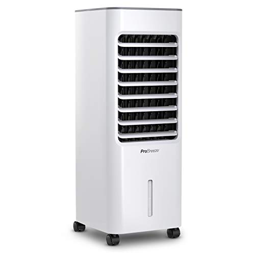 Pro Breeze® Climatizador Evaporativo Portátil 5L con 4 Modos de Funcionamiento, 3 Velocidades de Ventilador, Pantalla LED y Control Remoto. De Alta Potencia con Temporizador y Oscilación