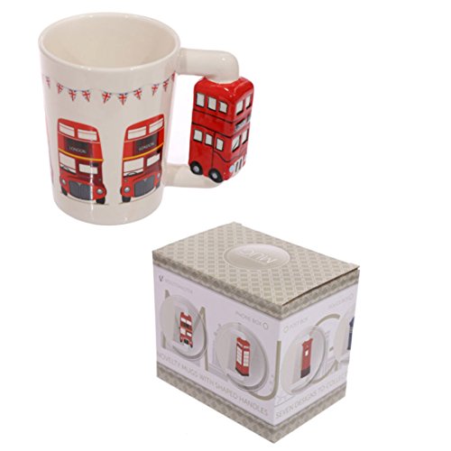 Puckator - Taza de café (cerámica, 10,5 x 13 x 8 cm), diseño de autobús londinense