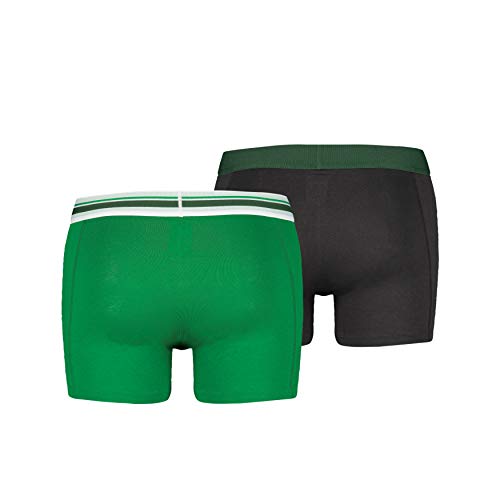 Puma Placed Logo - Pack de 2 bóxers para hombre, color verde/gris, talla L