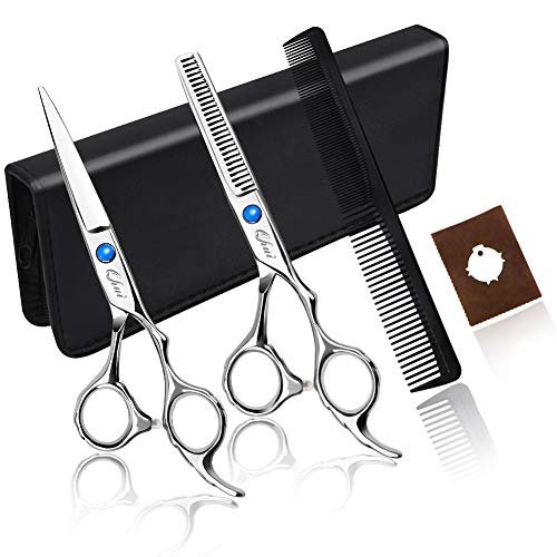 Qhui Tijeras Peluqueria Profesional, 4CR Acero Inoxidable de Primera Calidad Tijeras Cortar Pelo Para Salón, Barberos o Uso en el Hogar, Ligero y Agudo