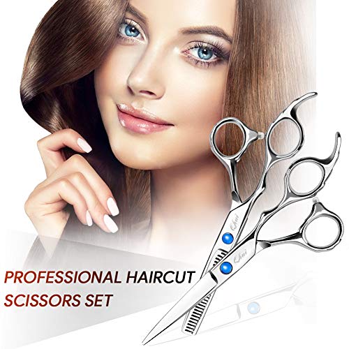 Qhui Tijeras Peluqueria Profesional, 4CR Acero Inoxidable de Primera Calidad Tijeras Cortar Pelo Para Salón, Barberos o Uso en el Hogar, Ligero y Agudo