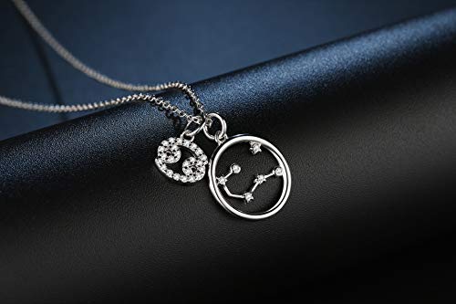 Qings Horoscopo Cancer Collar Cáncer Signo Zodiacal Astrología Constelación Colgante Regalo de Cumpleaños para Niñas Mujeres