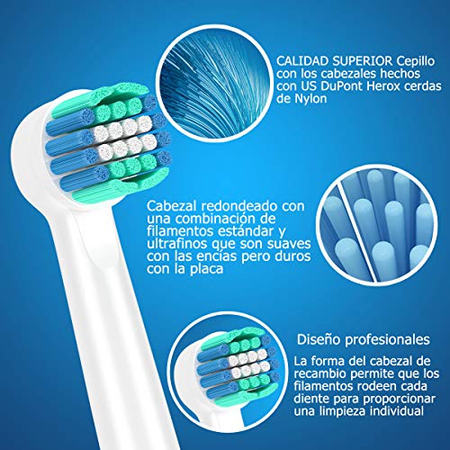 Qlebao Recambios Cepillo para Oral B, 16 Cabezales para Oral-B, Pack de 8 Precision Clean EB20, 8 Sensitive Clean, Cabezales de Cepillo de Dientes (16)