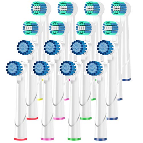 Qlebao Recambios Cepillo para Oral B, 16 Cabezales para Oral-B, Pack de 8 Precision Clean EB20, 8 Sensitive Clean, Cabezales de Cepillo de Dientes (16)