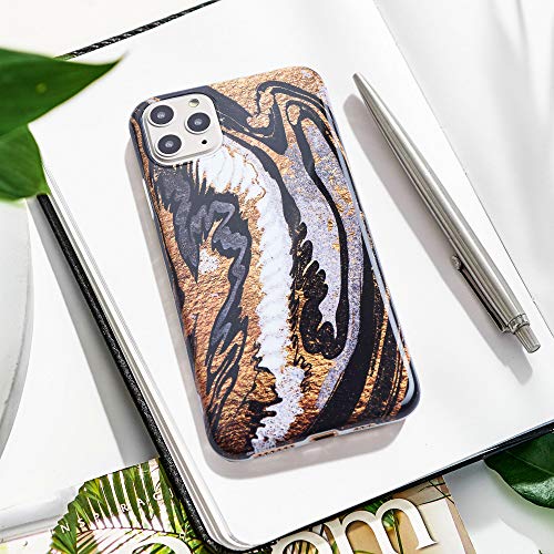 Qult Carcasa para Móvil Compatible con iPhone X, iPhone XS Funda marmol Negro Silicona Flexible Bumper Teléfono Caso para iPhone X, XS Marble Black