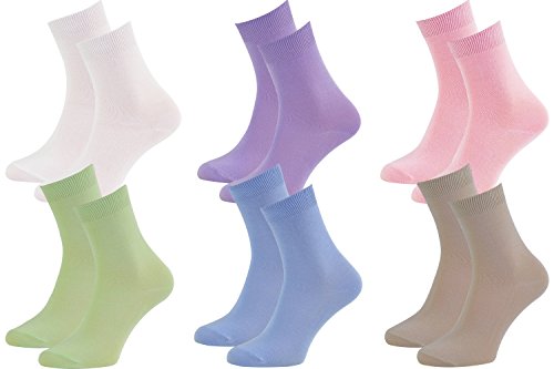 Rainbow Socks - Hombre Mujer Calcetines Colores de Bambu - 6 Pares - Blanco Violeta Rosa Azul Pistacho Beige - Talla 39-41