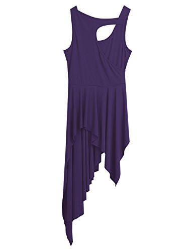 ranrann Vestido de Danza Ballet para Mujer Asimétrico Vestido de Baile Lírico Latino Traje de Tango Rumba Oriental Leotardo Body de Gimnasia Dancewear Morado M