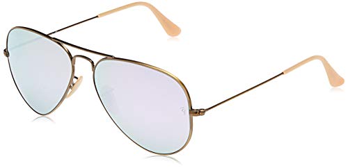 Ray-Ban Aviator Large Metal, Gafas de Sol Unisex Adulto, Multicolor (Demiglos Brushed Bronze & Lillac Mirrors Lens), 58