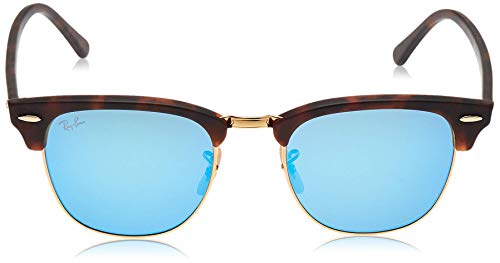 Ray-Ban Clubmaster - Gafas de sol para hombre, Marrón (Marco: Havana, Vidrio: Azul Flash 114517), 51 milímetros