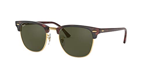 Ray-Ban RayBan Clubmaster Gafas de sol, Marrón (Tortoise Frame With Gold Rim and Green G/15 Lenses), 55.0 Unisex Adulto