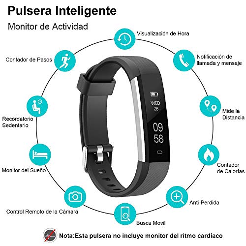 Rayfit Pulsera Actividad Reloj Inteligente Fitness Tracker Podómetro Monitor de Sueño Contador de Calorías Pasos Rastreador de Ejercicios Reloj Salud Pulsera Deportiva para Niños Mujeres Hombres