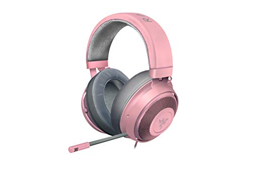 Razer Kraken Auriculares Gaming con cable para juegos multiplataforma para PC, PS4, Xbox One & Switch, Diafragma 50 mm, Cable de 3.5mm con controles de línea, Quartz / Rosa