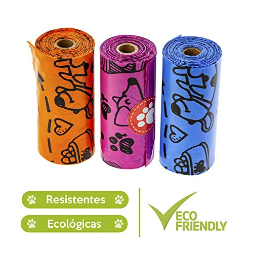 Rc Ocio Bolsas Caca Perros ecologicas con Porta Bolsa dispensador/Rollo bolsitas higienicas para excrementos Perro Grande y pequeñas/recogedor de heces y excremento de Mascotas (600 Bolsas)