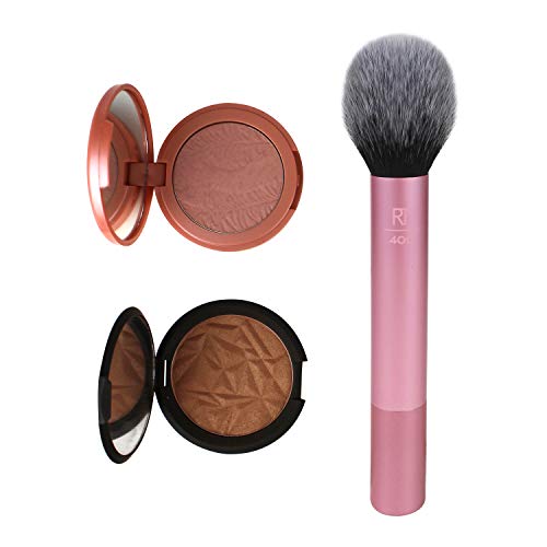 Real Techniques Blush Brush - Brochas de maquillaje faciales (Blush brush, Redondeado, Fino, Sintético, Negro, Rosa, 1 pieza, el embalaje o el manejar pueden variar