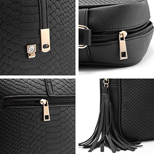 Realer Pequeño cuero Crossbody monederos y bolsos con correa para el hombro para la Mujer Negro