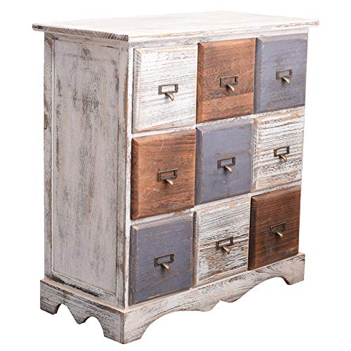 Rebecca Mobili Cajonera con 9 cajones, gabinete Blanco, Madera, Shabby Chic, Dormitorio vestidor- Medidas: 63 x 60 x 23 cm (AxANxF) - Art. RE4077