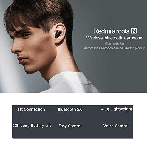 Redmi Airdots 2 Bluetooth Auriculares, 2020 Origina Redmi Airdots 2 Inalámbricos Auriculares Estéreo Bluetooth V5.0 con Micrófono, Portatil Auriculares Deportivos Earphones Headset Headphones