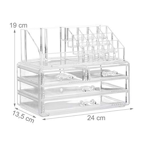 Relaxdays Organizador Maquillaje de 4 Cajones, 13.5x24x19 cm