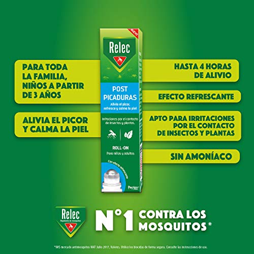 Relec Roll On Post-Picaduras de Insectos y Plantas | Alivia el picor, refresca y calma la piel | Para niños y adultos | Con efecto refrescante | 15ml