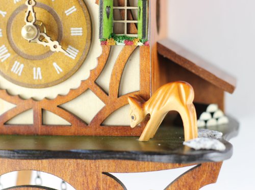 Reloj de cuco de la Selva Negra de madera auténtica con mecanismo de cuarzo con funcionamiento a pilas y sonido de cuco. Mecanismo musical, 24 cm de Uhren-Park Eble - Eble -Fachwerkhaus