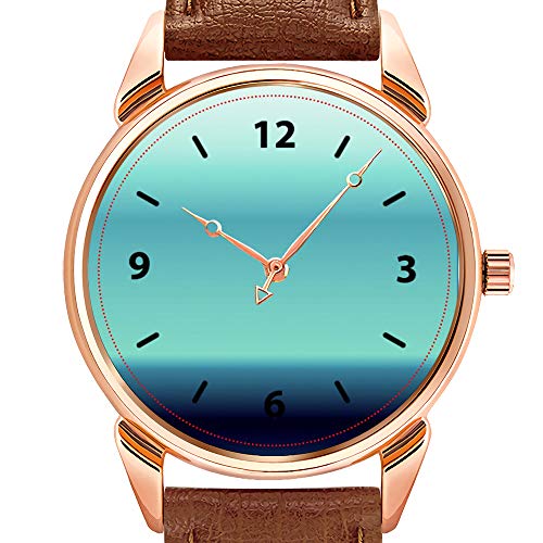 Reloj de hombre de cuarzo resistente al agua, reloj luminoso de piel marrón Cool Shades of Blue Watch