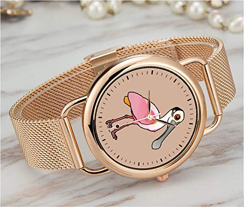 Reloj de Pulsera para Mujer con Correa de Malla Ultrafina, Resistente al Agua, Reloj de Cuarzo, Reloj de Pulsera de Navidad Birdorable Greater Prairie-Chicken