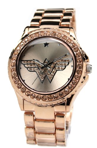 Reloj Mujer Maravilla Rosegold con piedras de tono melocotón claro (Wow 8008)