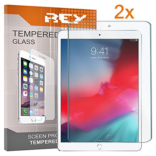 REY 2X Protector de Pantalla para iPad 9.7" (2018) / iPad Pro 9.7" / iPad 9.7" 2017 / iPad 5 Air/iPad Air 2, Cristal Vidrio Templado Premium, Táblet