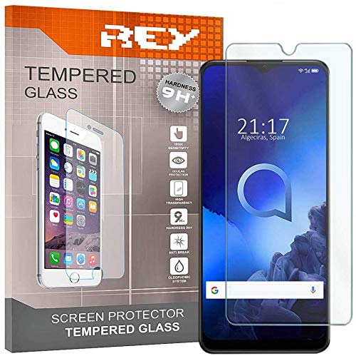 REY 3X Protector de Pantalla para ALCATEL 3X 2020 - ALCATEL 3X 4CAM, Cristal Vidrio Templado Premium