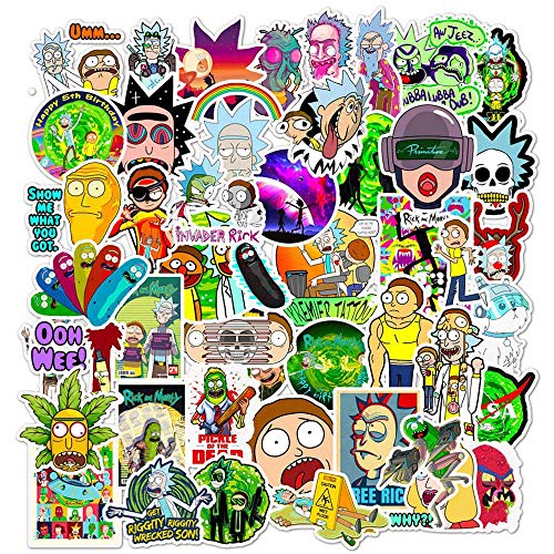 Rick and Morty Stickers [50Pcs] Pegatinas para Computadora Portátil Bomb Decal para Snowboard Equipaje para Nevera para Automóvil Casco para Bicicleta DIY Estilo Vinilo Decoración para el Hogar