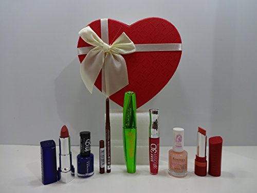 Rimmel London - Cesta de regalo de belleza con forma de corazón, edición especial de Navidad, 7 piezas