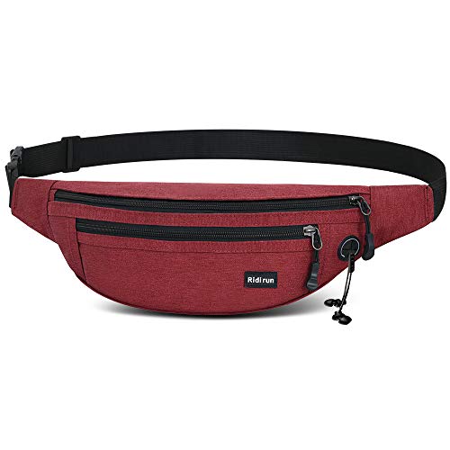 Riñoneras Hombre y Mujer Impermeable,3 Bolsillos con Cremallera Bolsa riñonera,Gran Capacidad para Teléfono DE 6.8 Pulgadas/Llaves, Viajar/Correr/Bici/Comprar (Rojo)