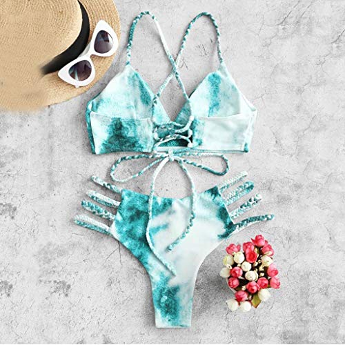 riou Bikini Conjuntos de Bikinis para Mujer Push Up Mujeres Traje de BañO Estampado Bohemio Dividido BañAdores con Relleno Tops y Braguitas Mujer 2019 brasileños vikinis (Rosado-1, S)