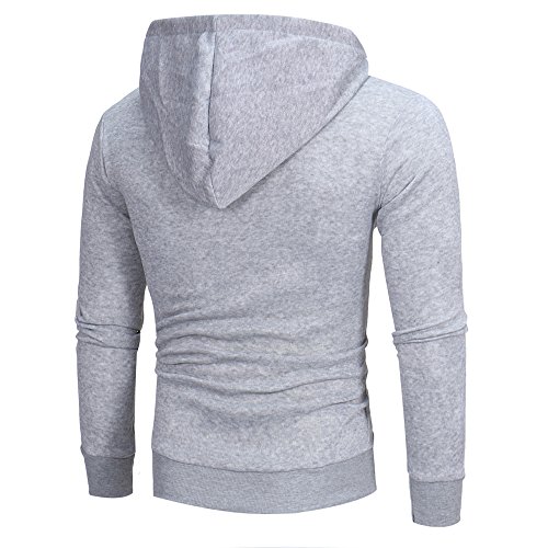 riou Sudadera con Capucha de Cremallera de Manga Larga Slim Fit para Hombre con Blusa Outwear de Bolsillo Chaqueta Irregular de la Personalidad (Gray, XL)