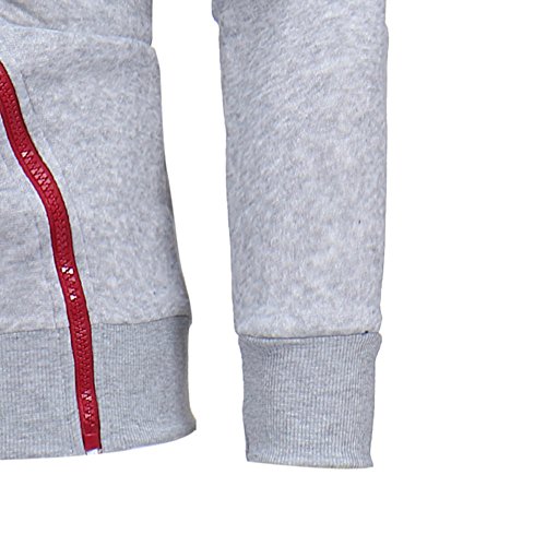 riou Sudadera con Capucha de Cremallera de Manga Larga Slim Fit para Hombre con Blusa Outwear de Bolsillo Chaqueta Irregular de la Personalidad (Gray, XL)