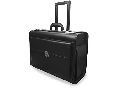 Roamlite RLPC9142K - Maletín de viaje con 2 ruedas, tamaño de equipaje de mano, con ruedas, para negocios, con doble combinación de cerraduras en piel sintética de poliuretano, color negro