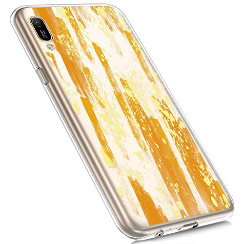 Robinsoni Funda Compatible con Huawei Y6 2019 Brillo Suave Silicona TPU Gel Goma Funda con Flexible Ultra Suave Transparente Caja Ultra Delgada Carcasa Bumper Protective Shell, Pintura al óleo