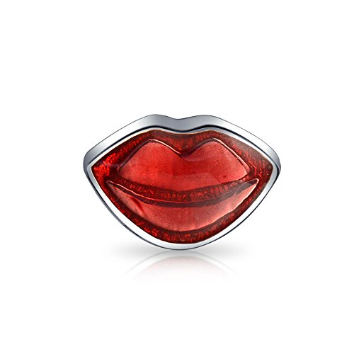Rojo labios Valentine beso encanto cuenta para las mujeres para adolescente oxidado 925 plata de ley se adapta pulsera europea