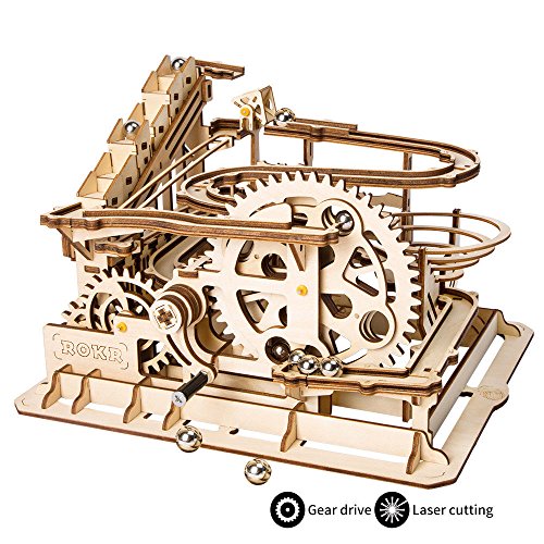 ROKR Puzzle 3D Madera Maquetas para Montar Modelo mecánico Kit de construcción con Bolas para Adolescentes y Adultos (Waterwheel Coaster)