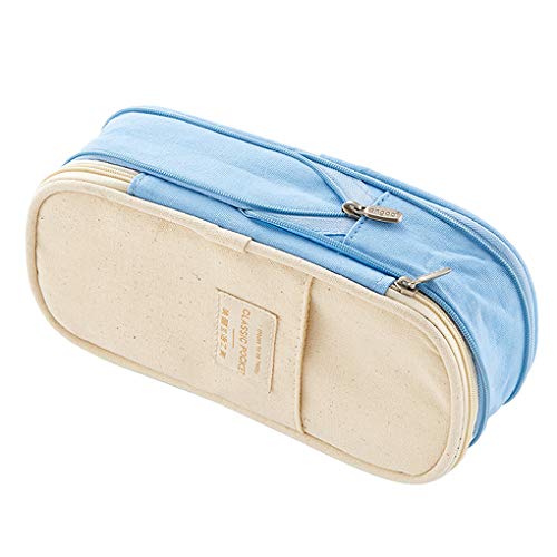 Rolin Roly Cartucheras Escolares Grande Plumier Case Bolso de Cosméticos Pencil Case (Light Blue)