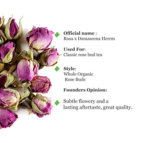 Rosa damasco yemas té orgánico - Dulce y suave - Rosa de Castilla - Rosa gallica - rosal de Castilla -​ rosal de Francia o rosal de Provins 100g